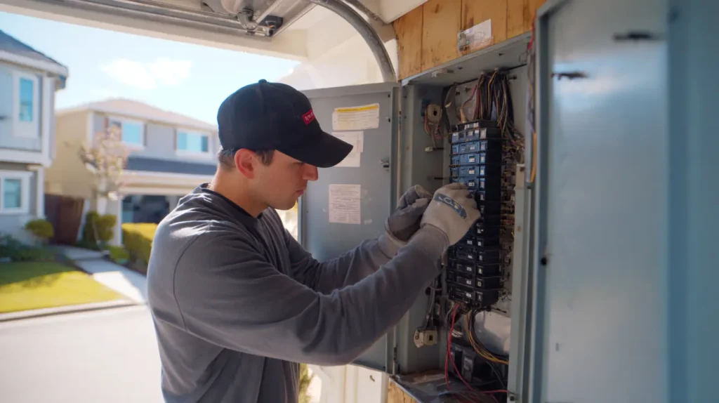 Residential_electrician_working_on_an_electrical panel in Citrus Heights