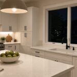 Kitchen lights still on during a neighborhood power outage thanks to home battery backup